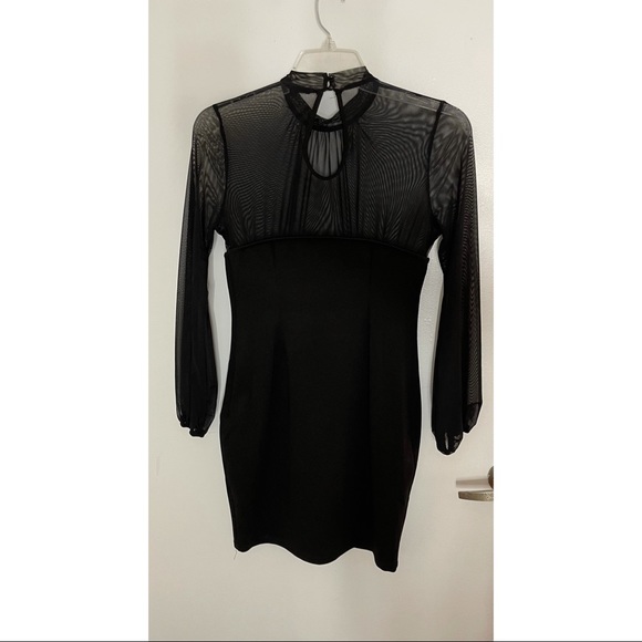 IRIS black half mesh dress size LARGE - Picture 3 of 7